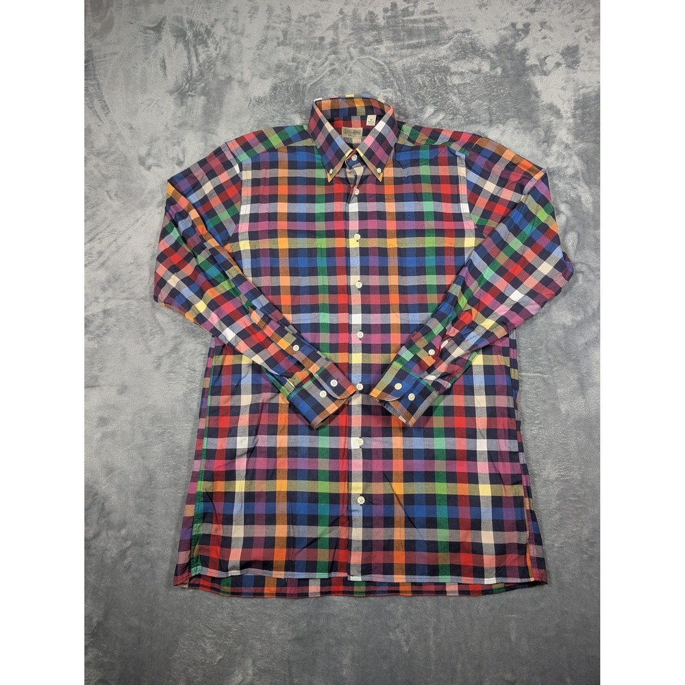 Gitman Bros Shirt Mens Medium Multicolor Plaid Long Sleeve Button Down USA Made